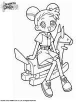 coloriage magical doremi sur le cheval de bois